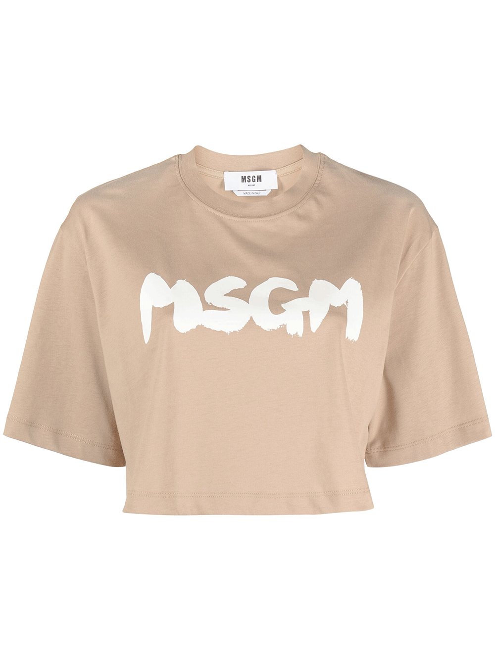 MSGM-Brushstroke-Logo-Cropped-Tee-Beige-1