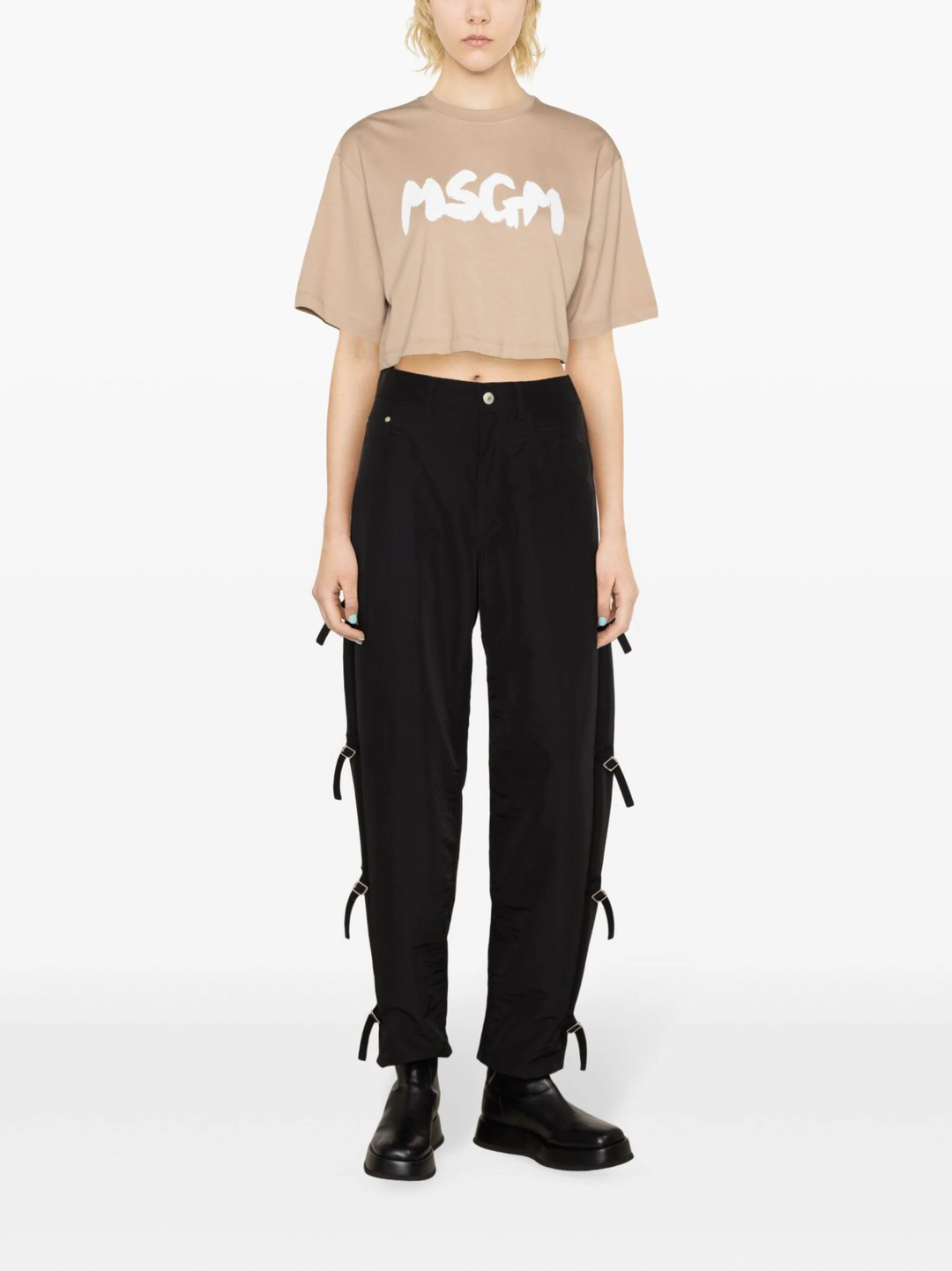 MSGM-Brushstroke-Logo-Cropped-Tee-Beige-2