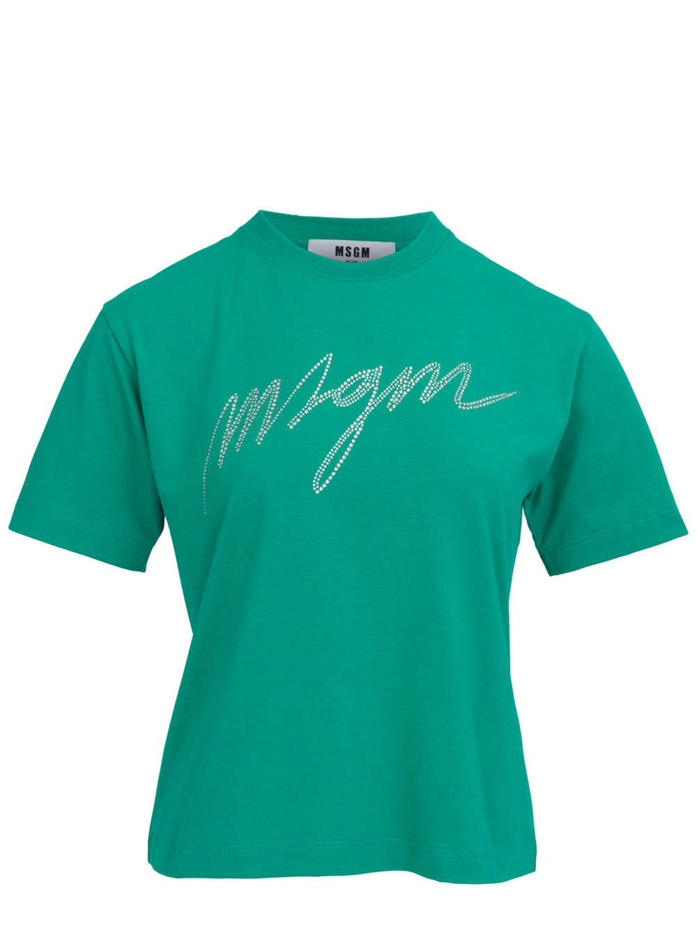 MSGM Calligraphy Print Fitted Tee Green 1