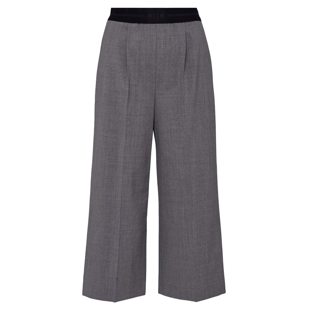 Cropped Pants With Black Waistband