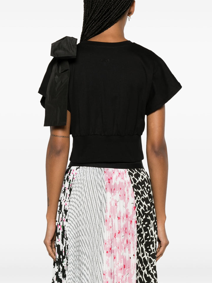 MSGM-Cropped-T-Shirt-With-Shoulder-Rib-Black-4