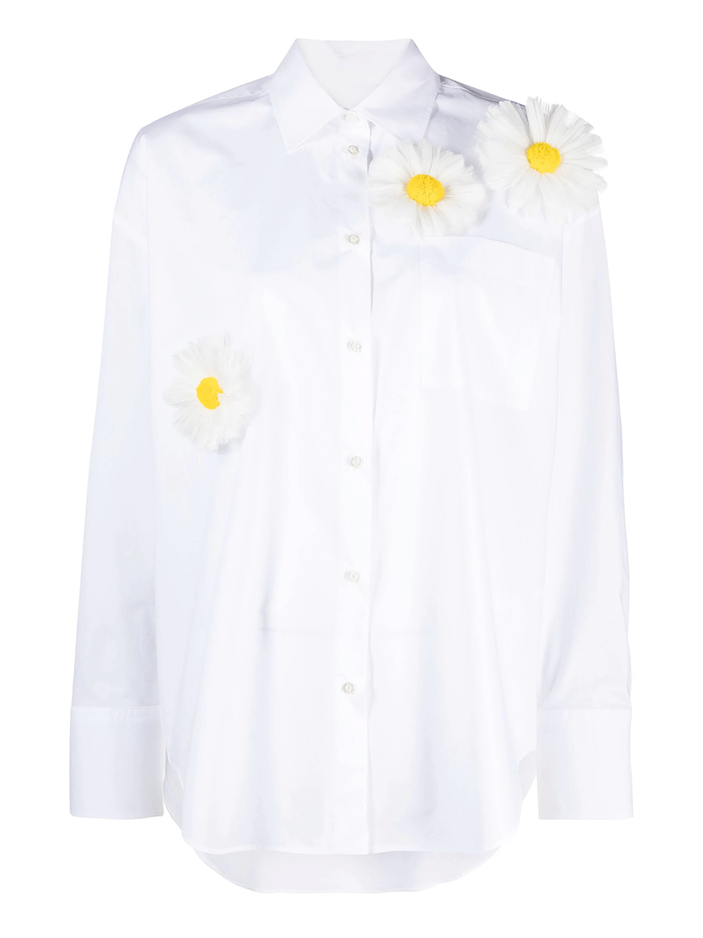 MSGM-Daisy-Applique-Cotton-Shirt-White-1