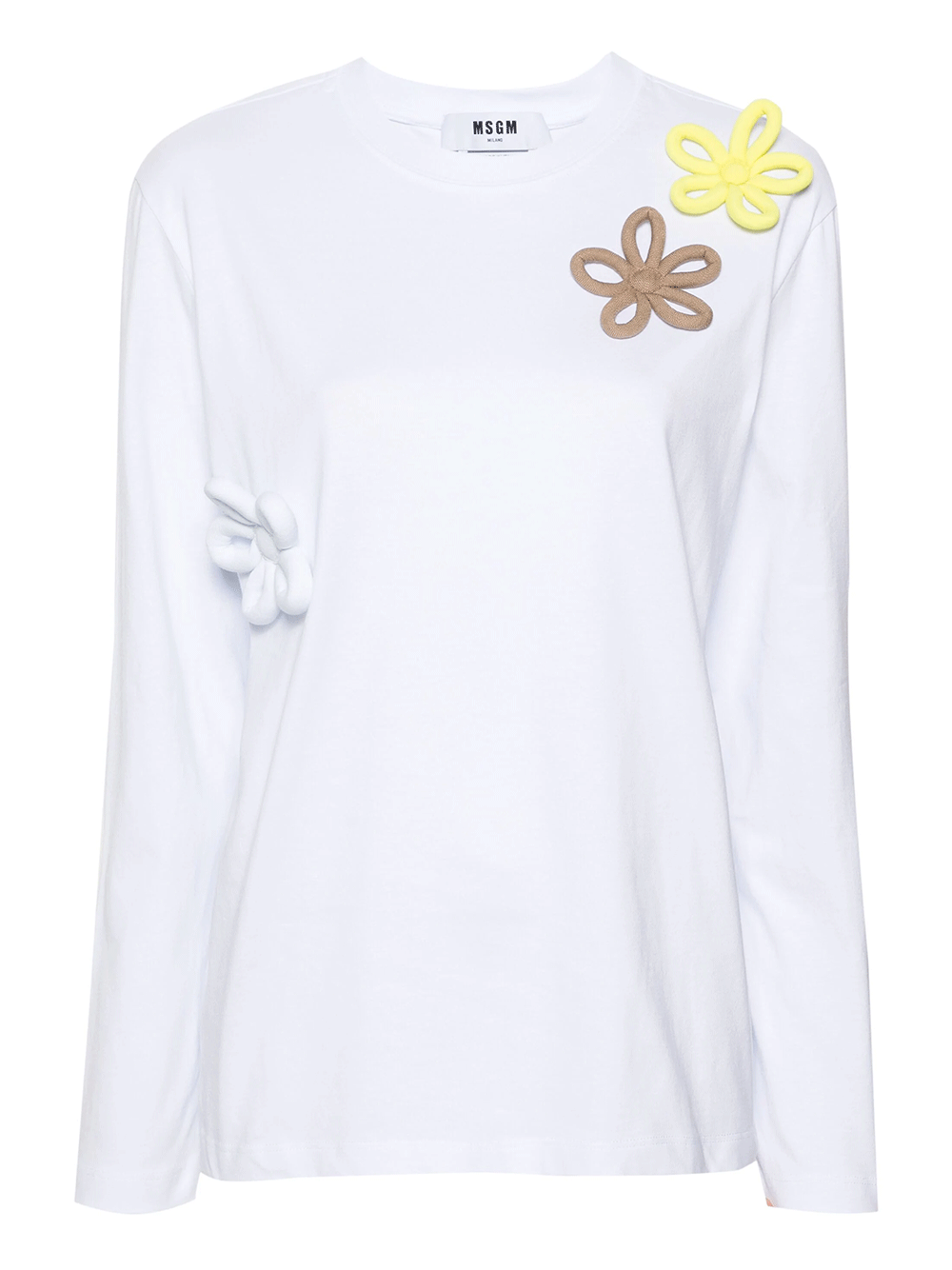 MSGM-Daisy-Applique-Long-Sleeves-Tee-White-1