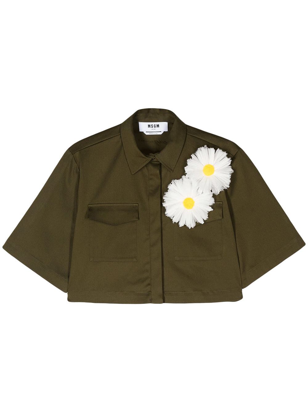 MSGM-Daisy-Utility-Cropped-Shirt-Dark-Green-1