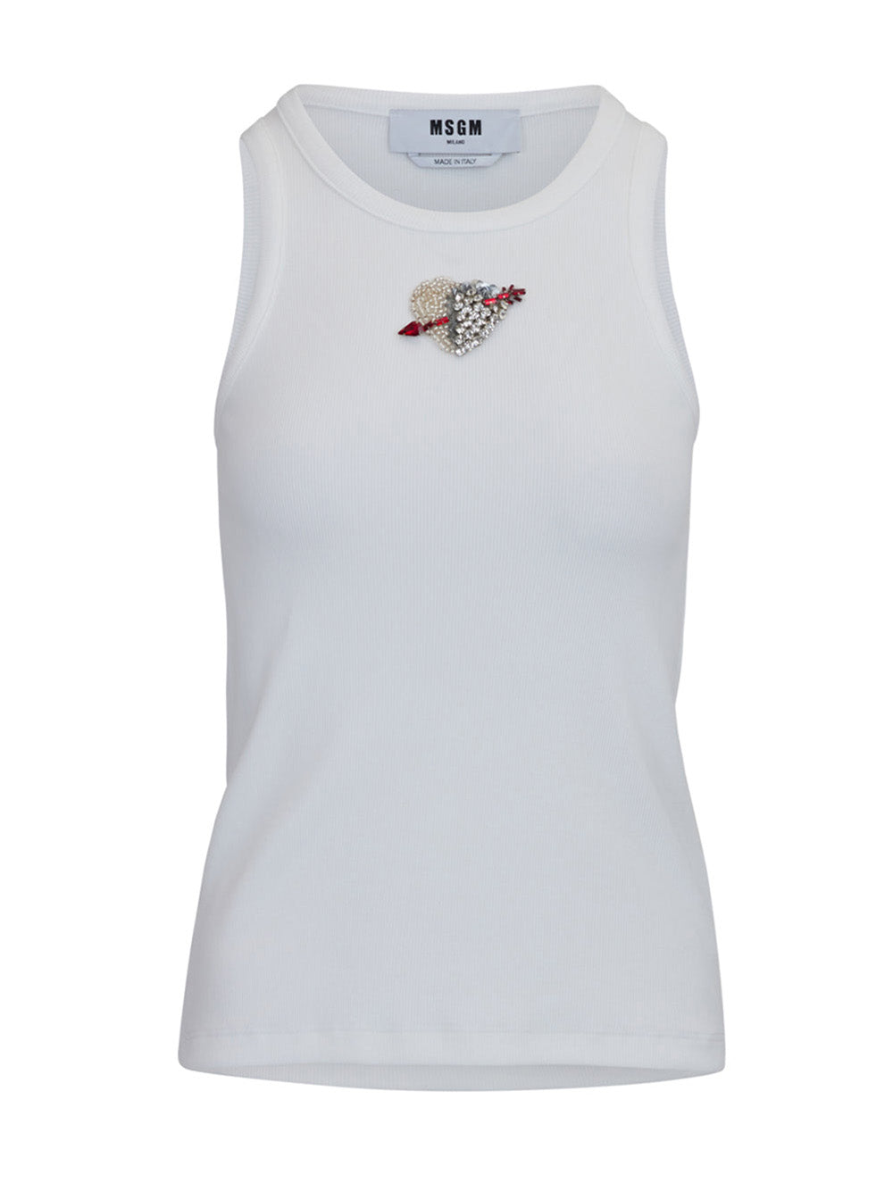     MSGM-Embellished-Heart-Arrow-Tank-White-1