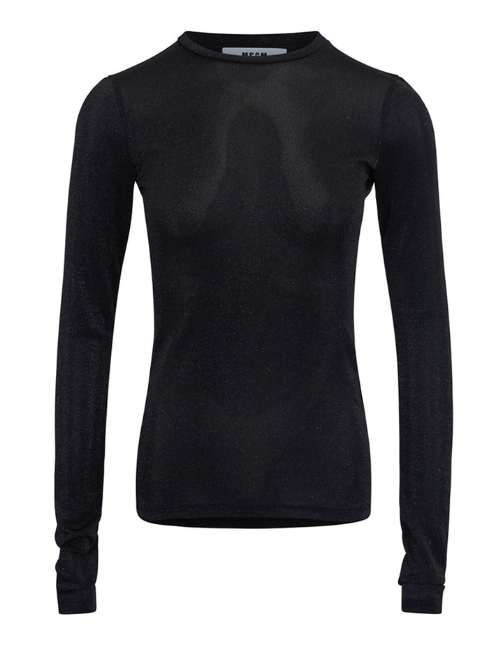 MSGM-Glittery-Fine-Knit-Top-Black-1