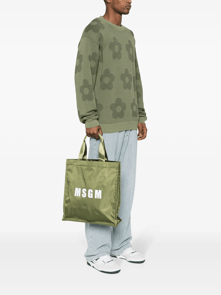 MSGM-Logo-Shopping-Bag-Dark-Green-2