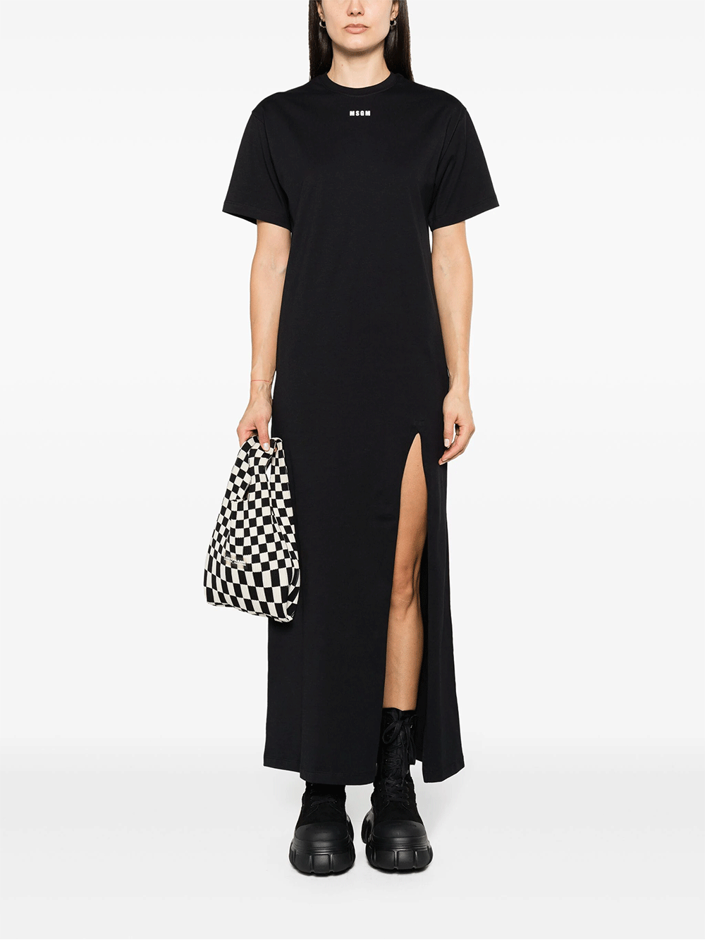 MSGM-Logo-T-Shirt-Dress-Black-2