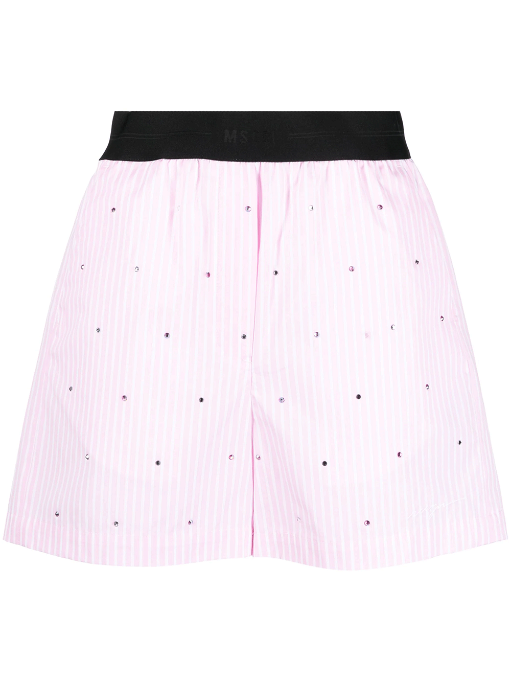 MSGM-Rhinestones-Cotton-Shorts-Pink-1