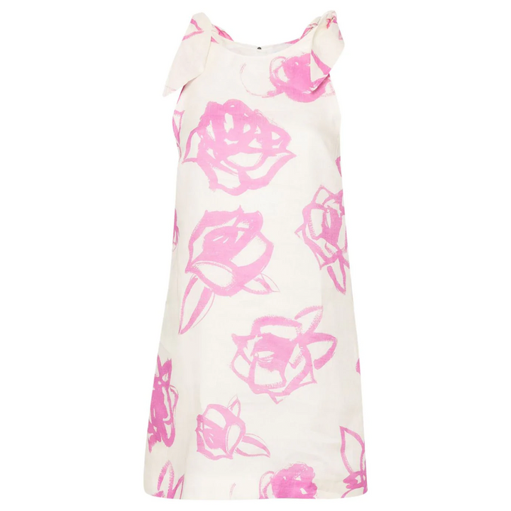 Rosette Print Tie Shoulder Dress