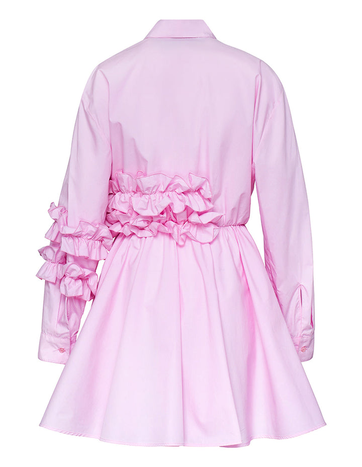 MSGM-Ruffles-Detail-Long-Sleeves-Dress-Pink-2