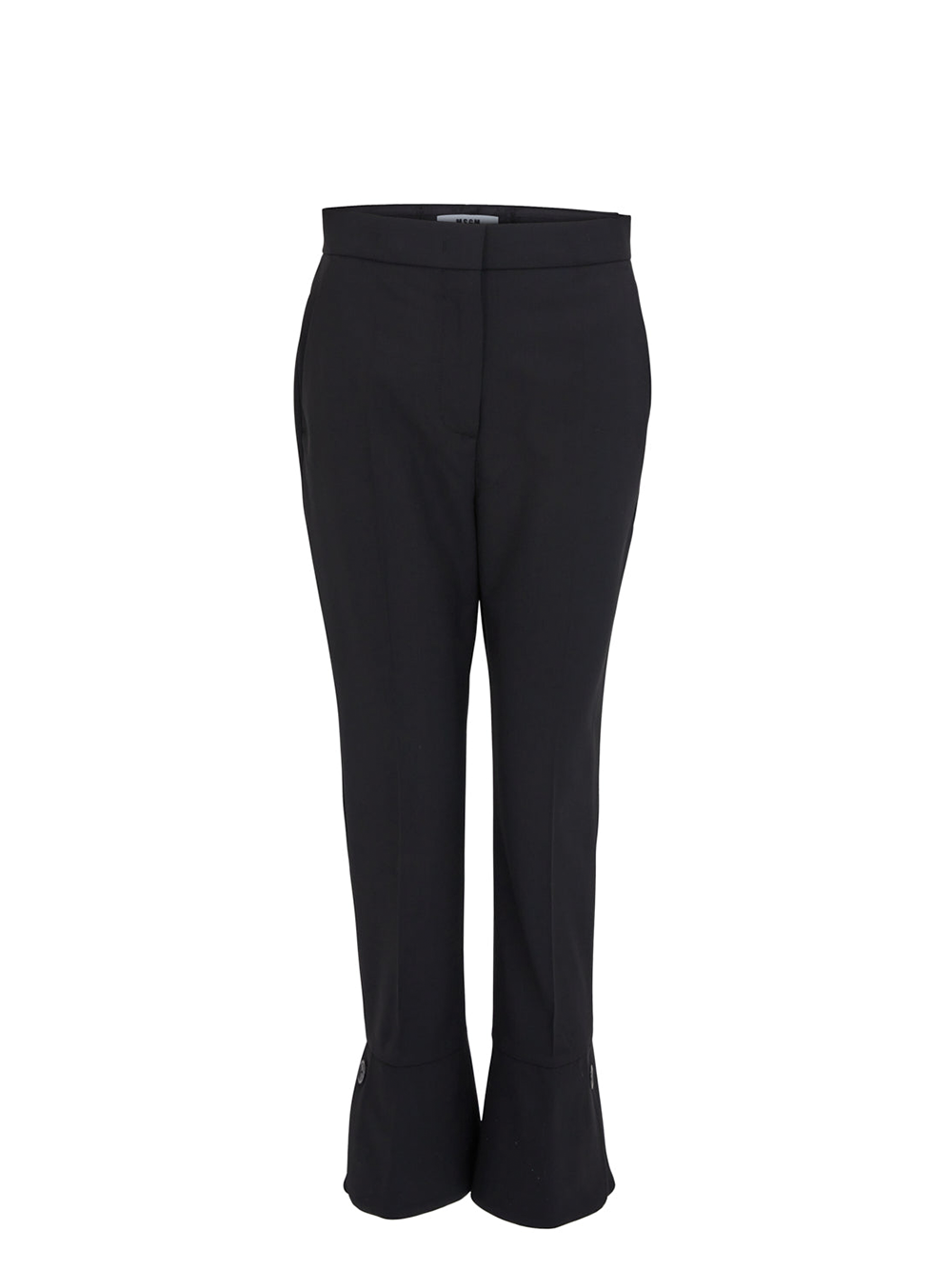 MSGM Side Slits With Button Cropped Pants Black 1