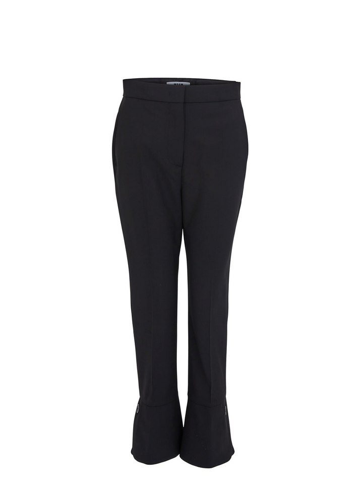 MSGM Side Slits With Button Cropped Pants Black 1