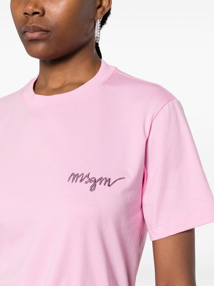 MSGM-Signature-Logo-T-Shirt-Fushia-5