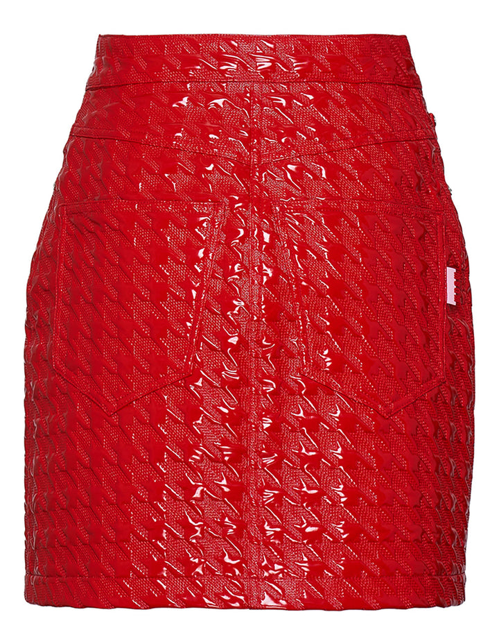 MSGM-Textured-Pleather-Mini-Skirt-Red-2