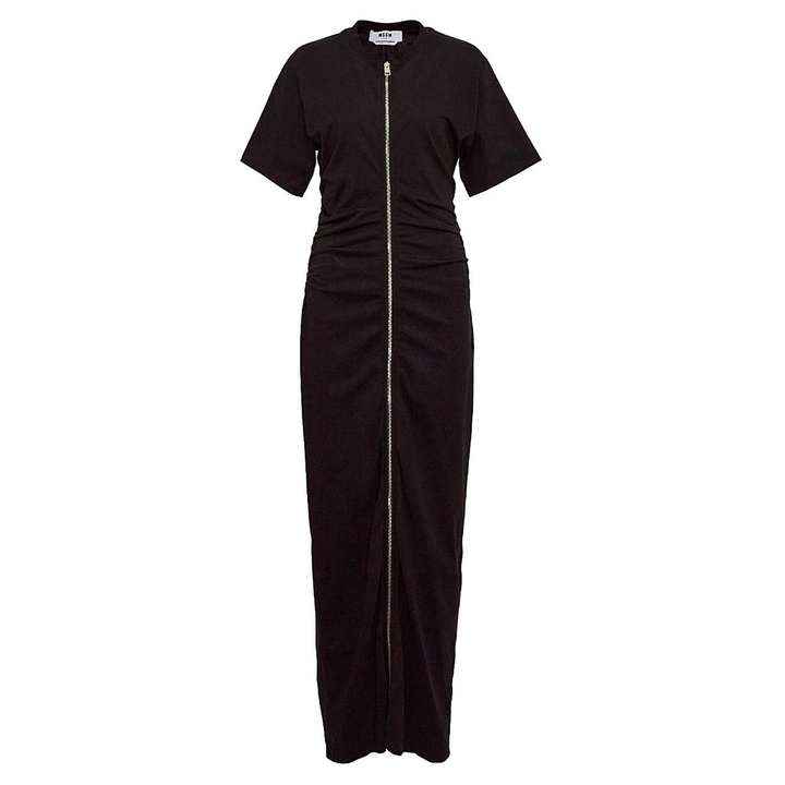 MSGM_Long_T-Shirt_Dress_With_Zipper_Black