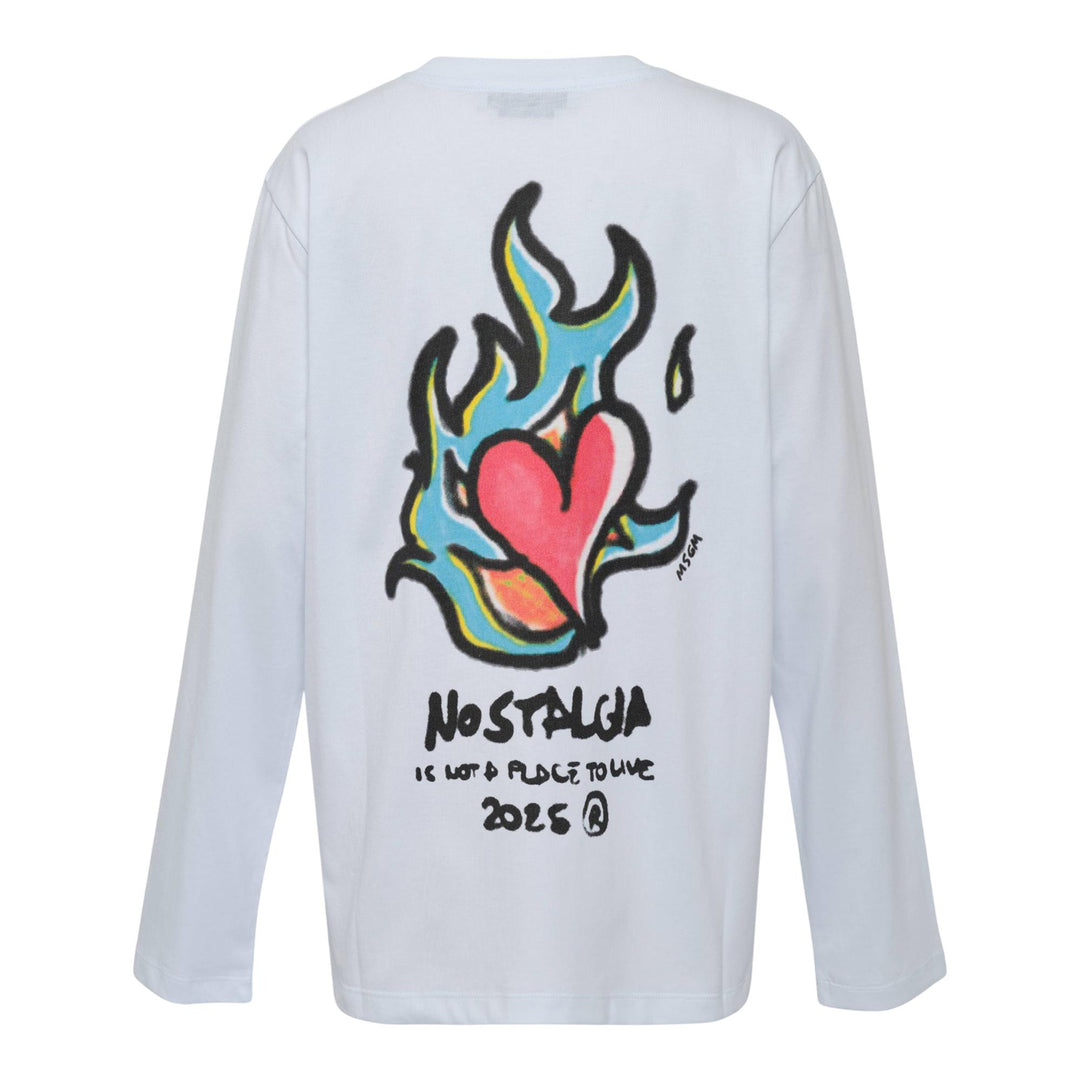 Club21 - MSGM - Love Logo Long-Sleeve T-Shirt - TEES - White