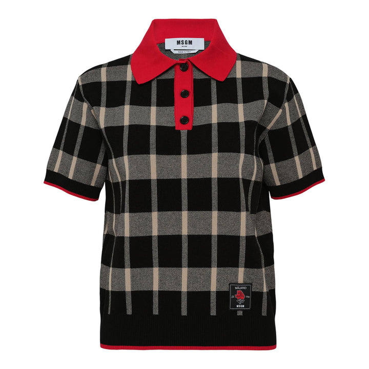 Club21 - MSGM - Maglia Plaid Collar Knit Top - KNIT TOPS - Black