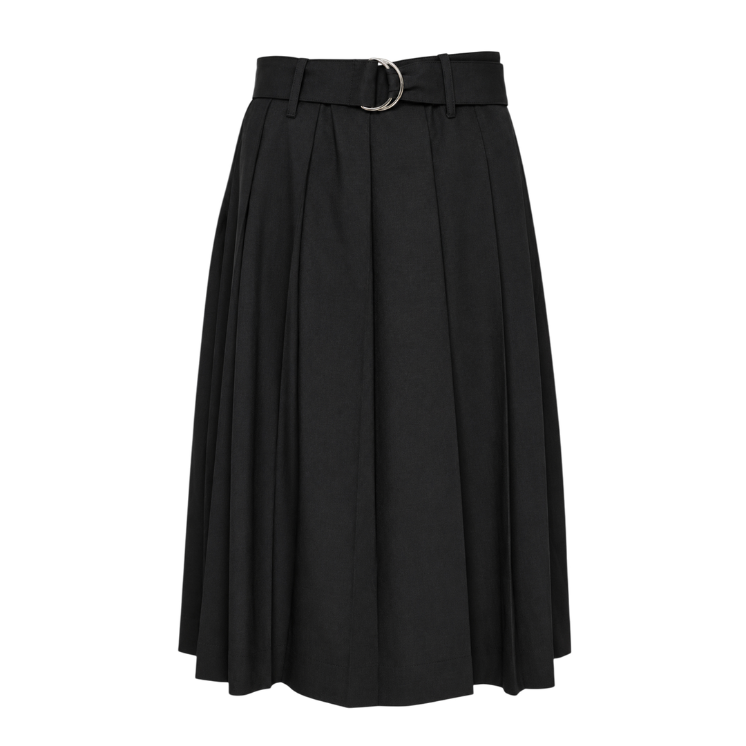 Pleated Midi Skirt With Belt