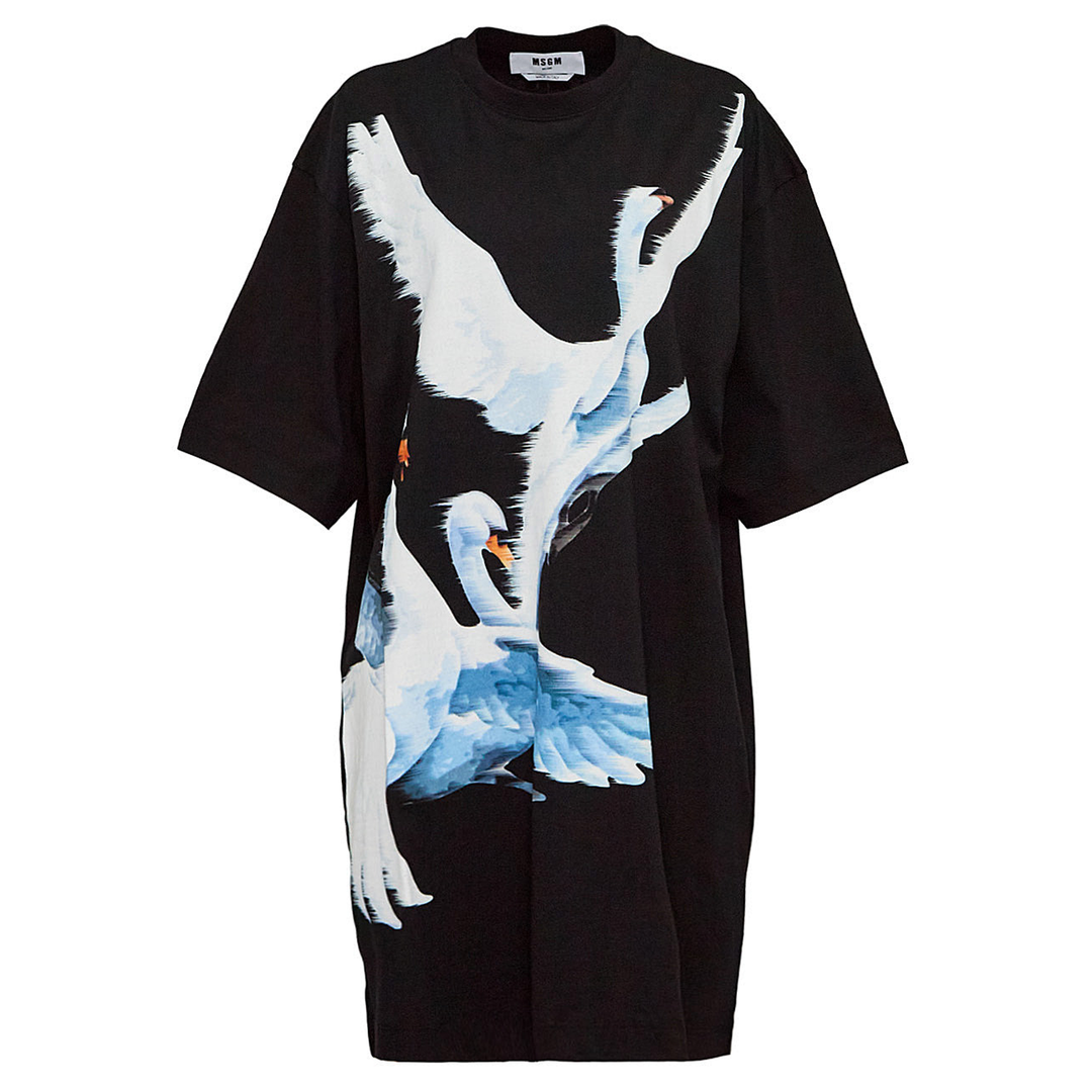 MSGM_Swans_Printed_T-Shirt_Black