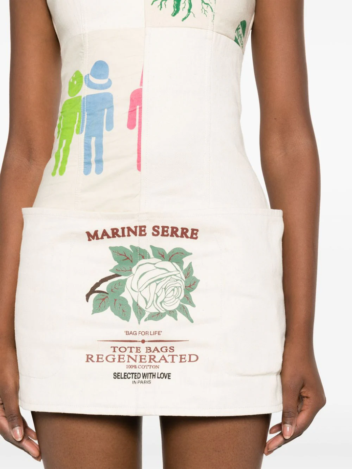 Marine-Serre-'Regenerated-Tote-Bags'-Mini-Dress-White-5