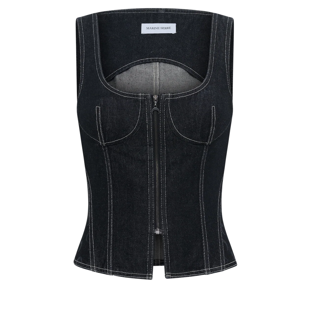 MarineSerre_MoonLaserDenimCorsetTop-Black