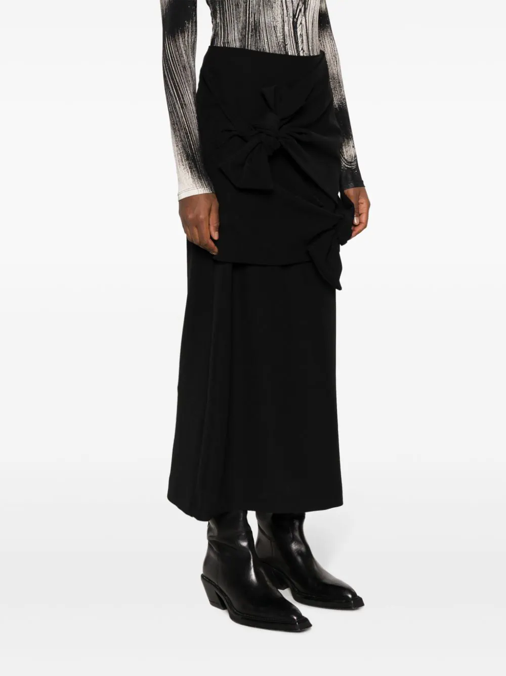 Msgm-Knotted-Details-Midi-Skirt-Black-3