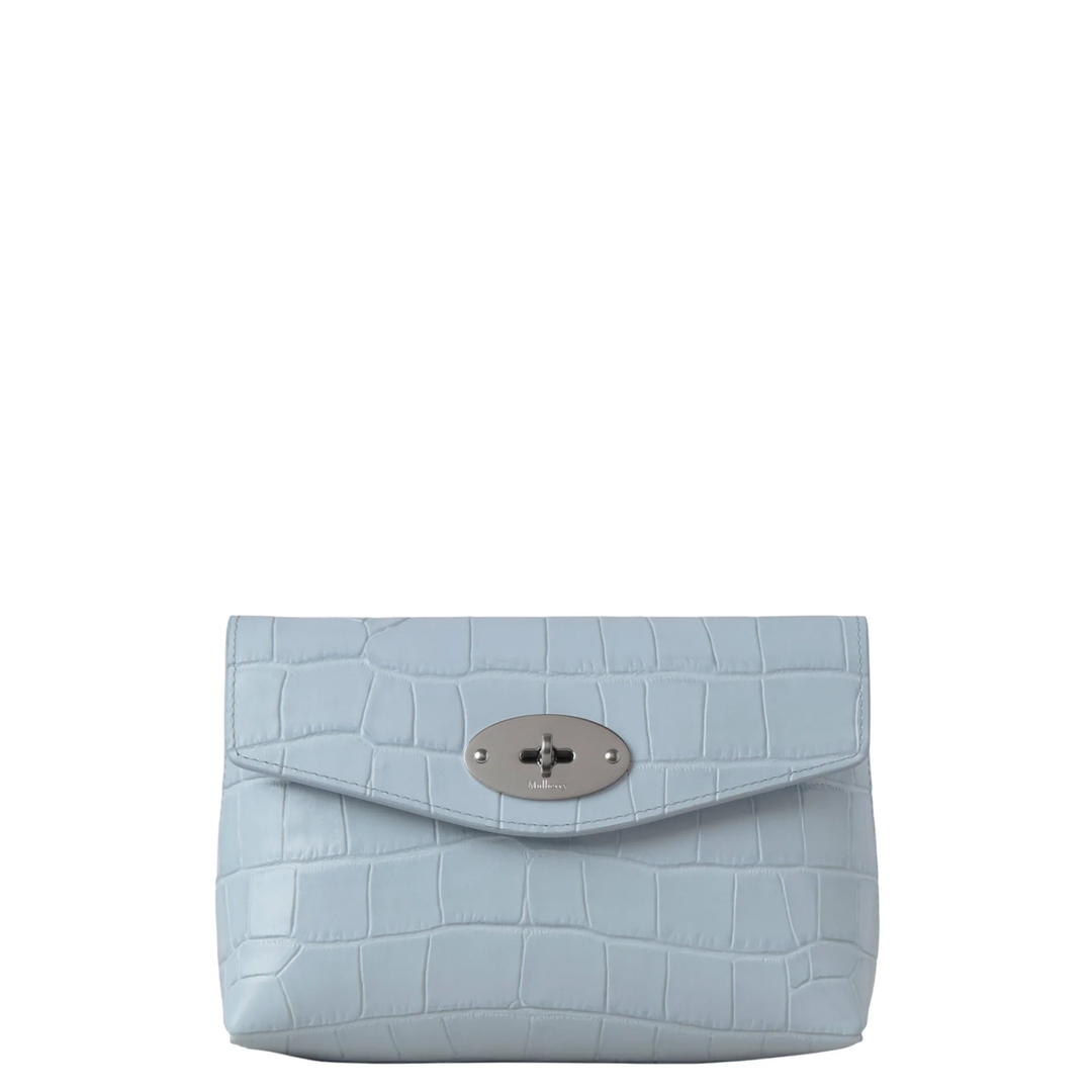 Darley Cosmetic Pouch Poplin Blue Shiny Small Croc