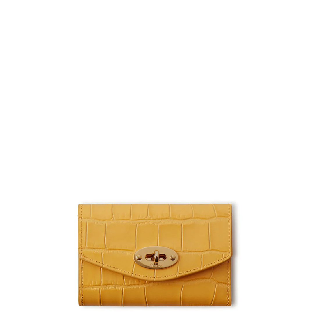 Darley Folded Multi-Card Wallet Yellow Matte Small Croc