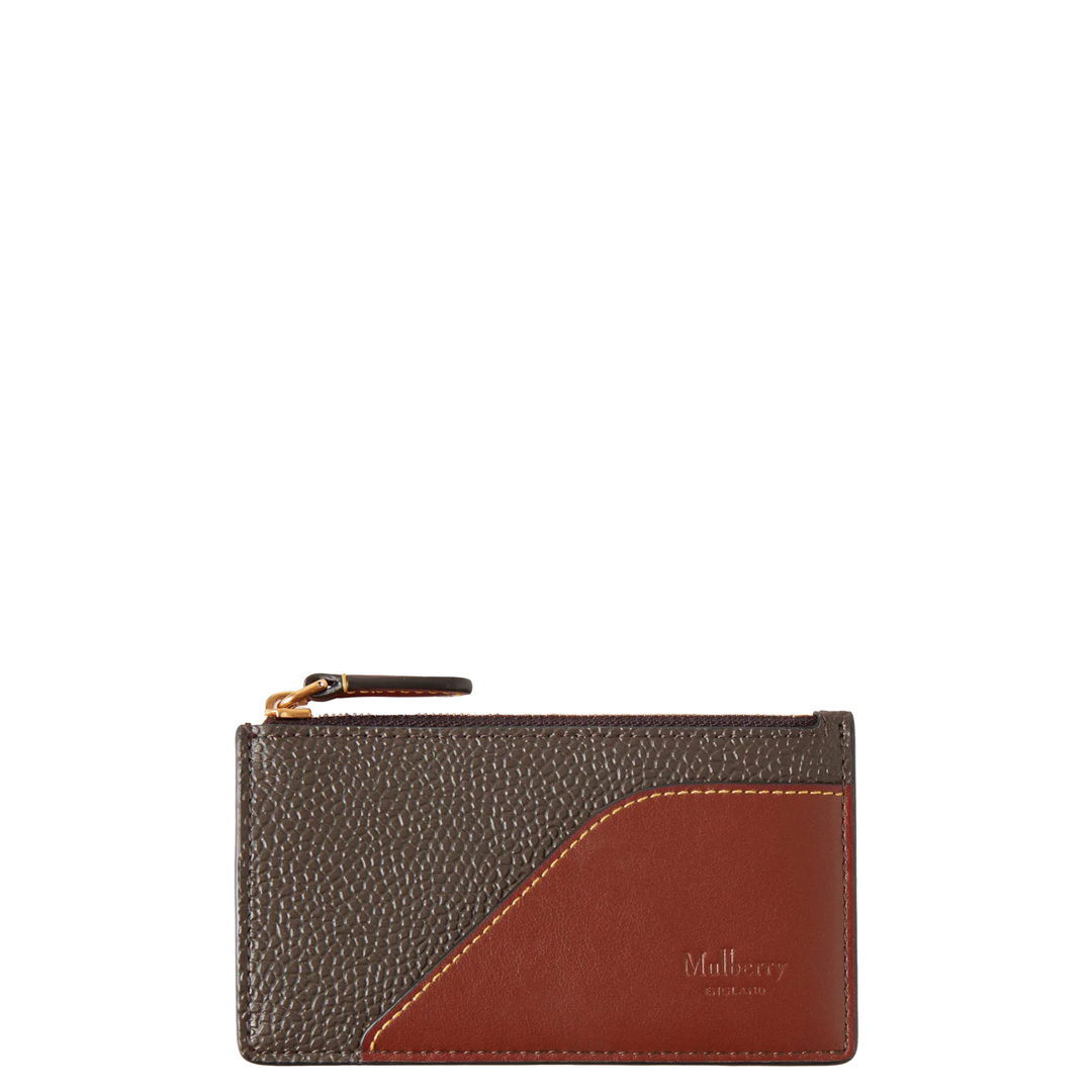 Heritage Zipped Long Card Holder Mole & Cognac Printed Bioveg Scotchgrain & Flat Calf