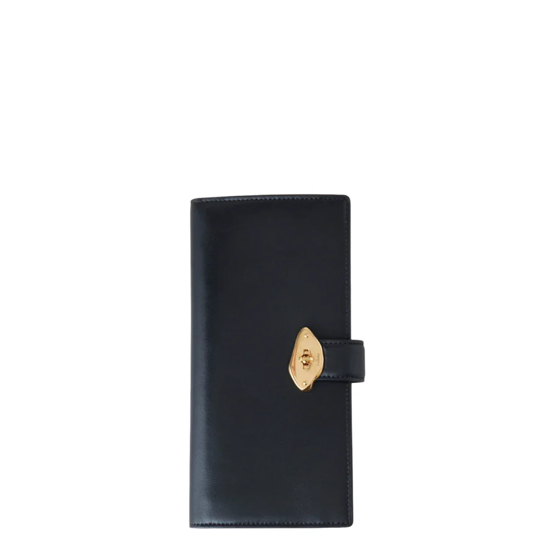 Lana Long Bifold Wallet Black High Gloss Leather