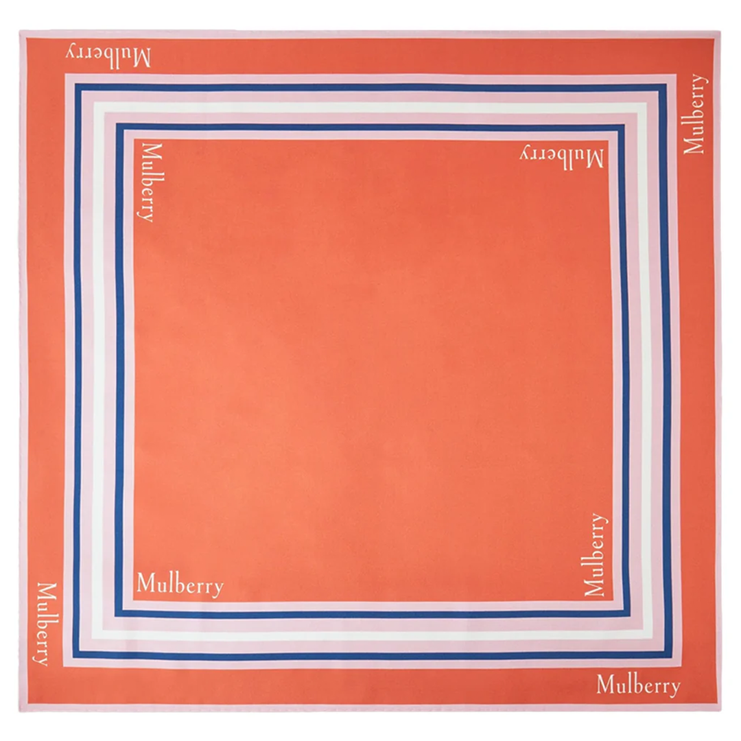 Logo Border Square Amber Orange Silk Twill