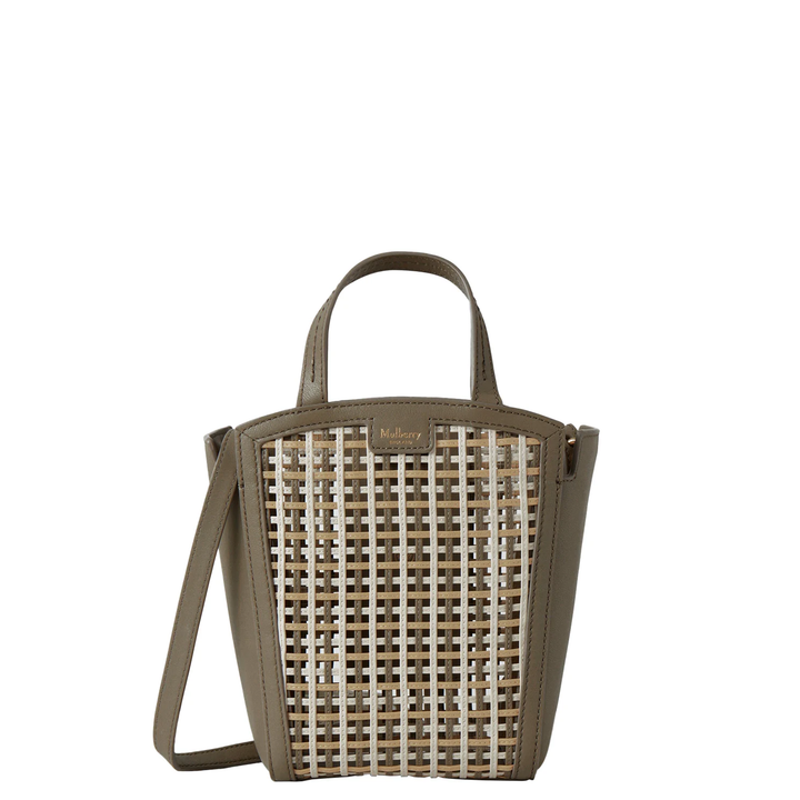 Mini Clovelly Tote Linen Green, Beige Pine & Eggshell Leather Netting