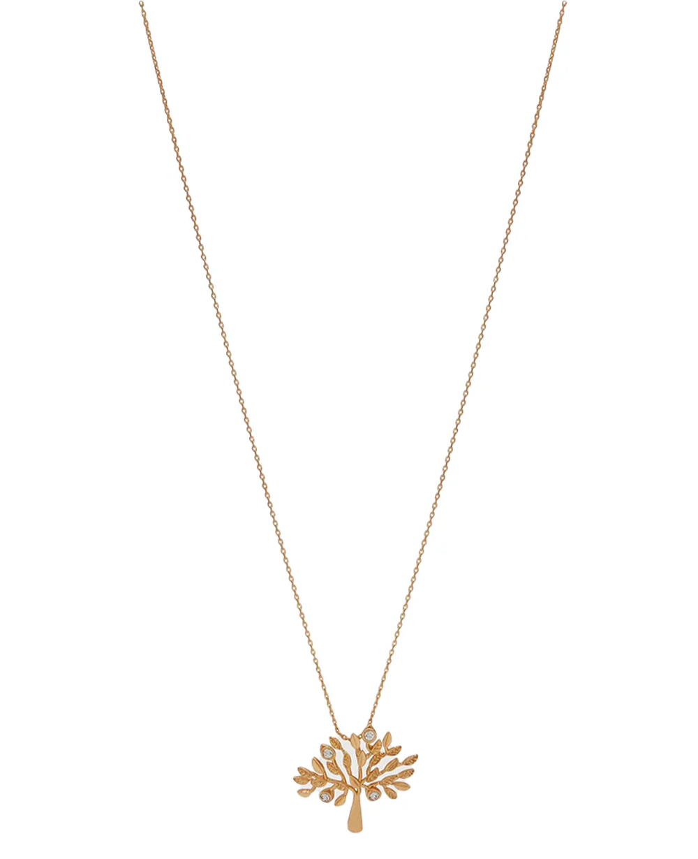 Mulberry Tree Necklace Brass Metal & Swarovski Crystal (Gold)