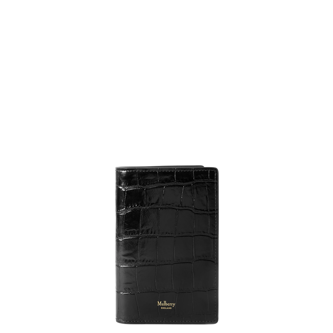 Passport Cover Black Shiny Small Croc