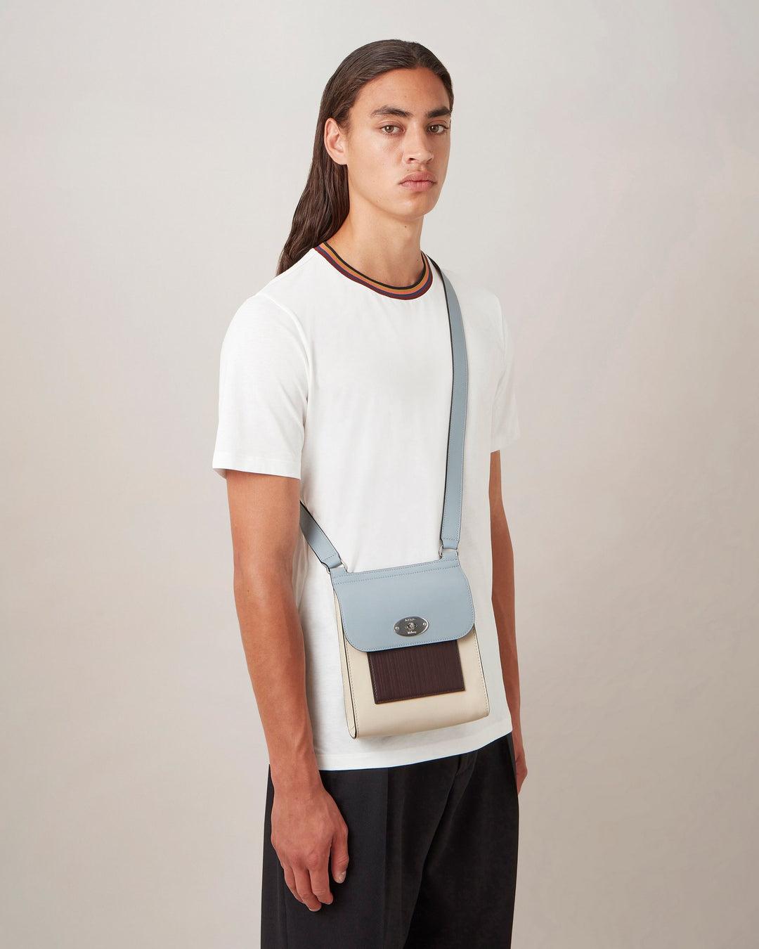 Mulberry x Paul Smith Small Antony Silky Calf (Cloud Blue)