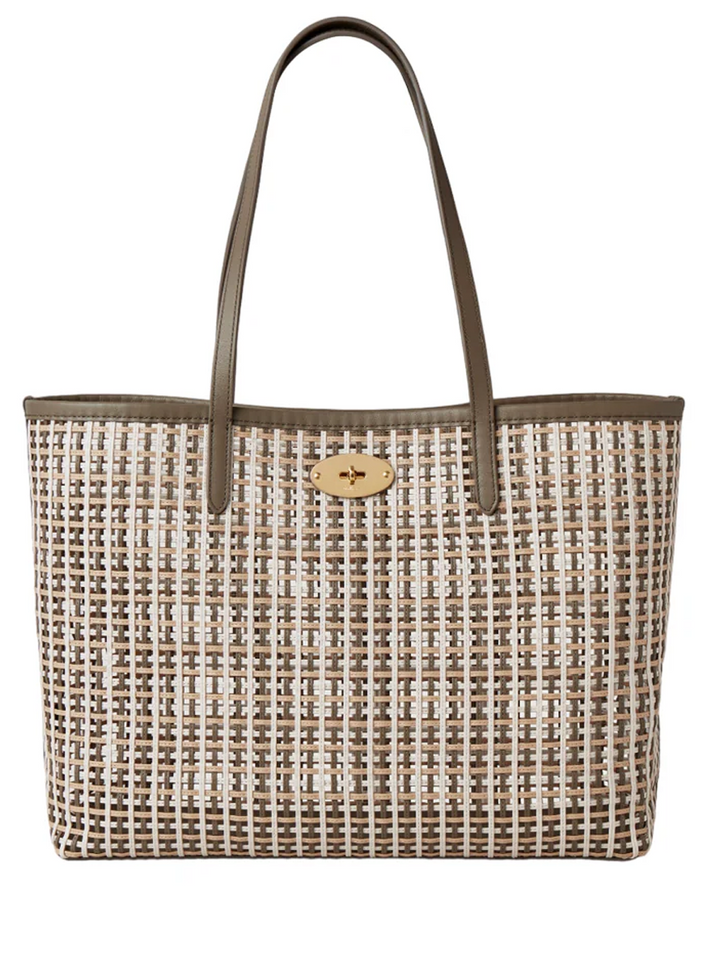 Bayswater Tote Linen Green, Beige Pine & Eggshell Leather Netting