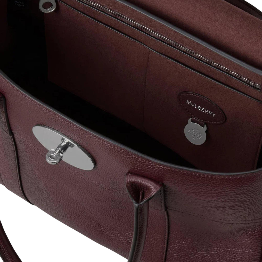 Club21 - Mulberry - Bayswater Black Cherry Small Classic Grain - HANDBAGS - Burgundy