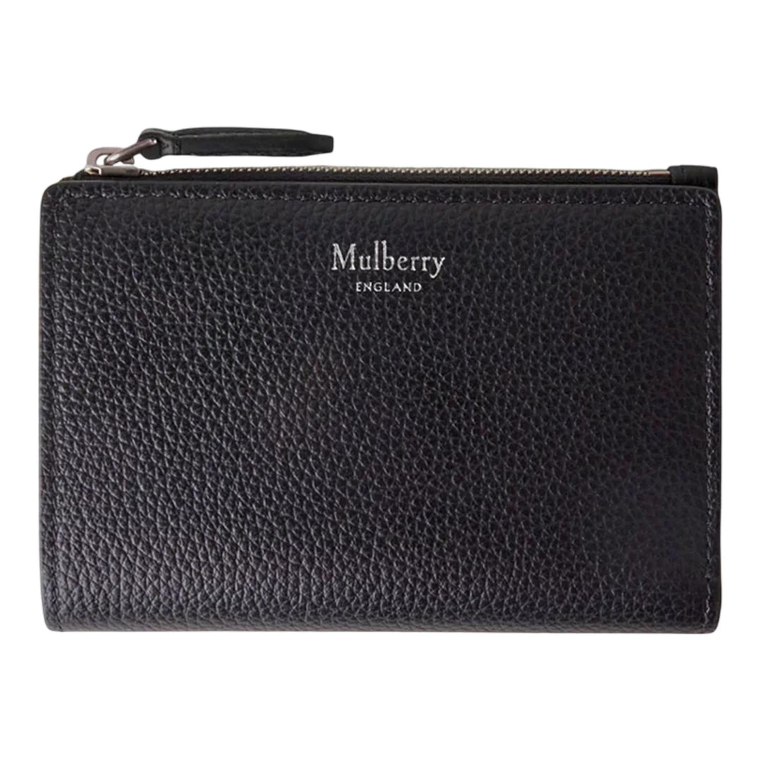 Club21 - Mulberry - Continental Bifold Zipped Wallet Black Small Classic Grain - LONG WALLETS - Black