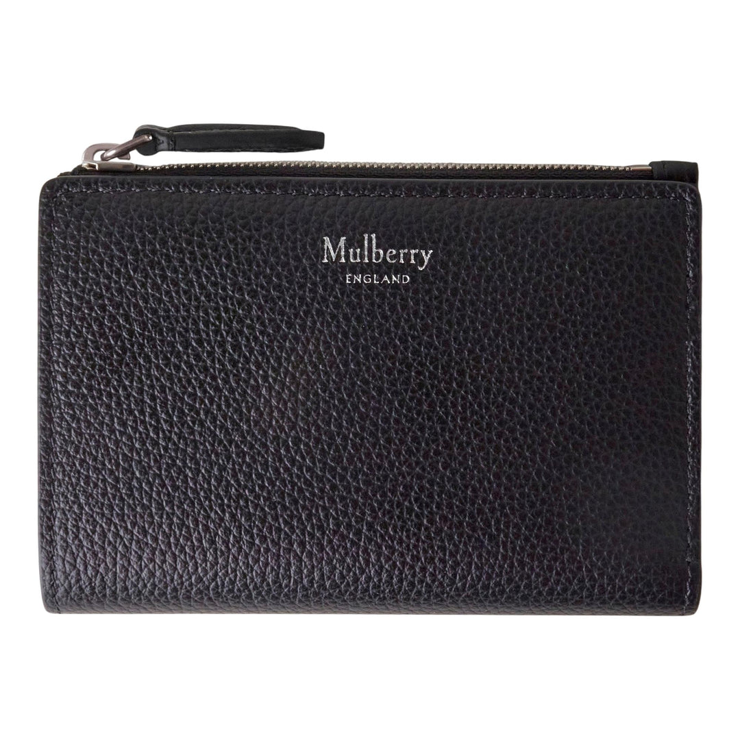 Club21 - Mulberry - Continental Bifold Zipped Wallet Black Small Classic Grain - LONG WALLETS - Black
