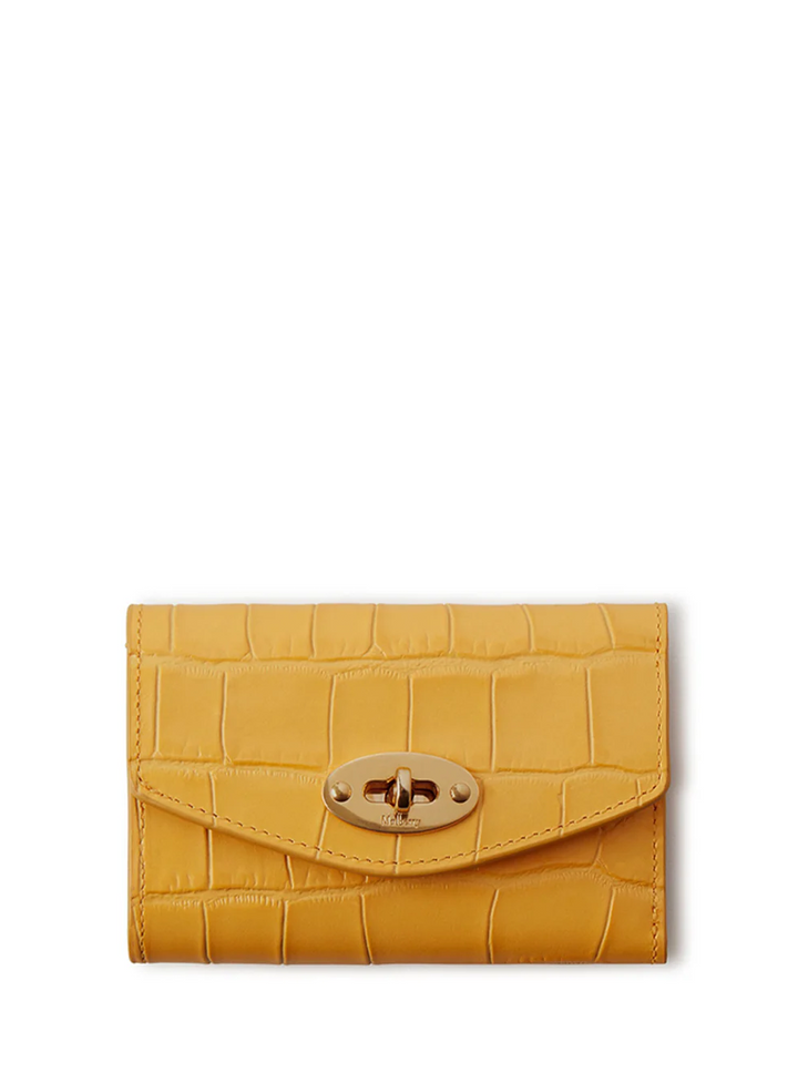 Darley Folded Multi-Card Wallet Yellow Matte Small Croc