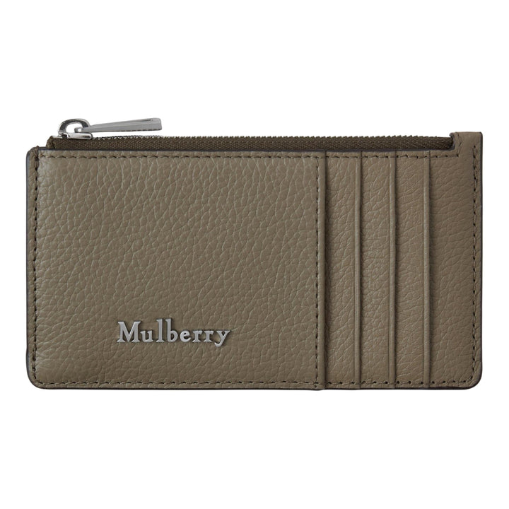 Club21 - Mulberry - Farringdon Long Zipped Credit Card Holder Linen Green Small Classic Grain - LONG WALLETS - Linen Green