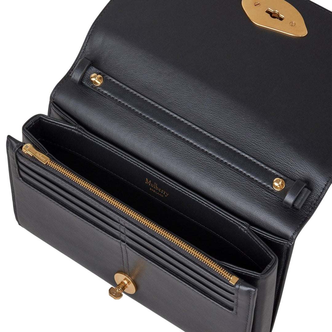 Club21 - Mulberry - Lana Wallet On Strap Black High Gloss Leather - SMALL CROSS BODY - Black