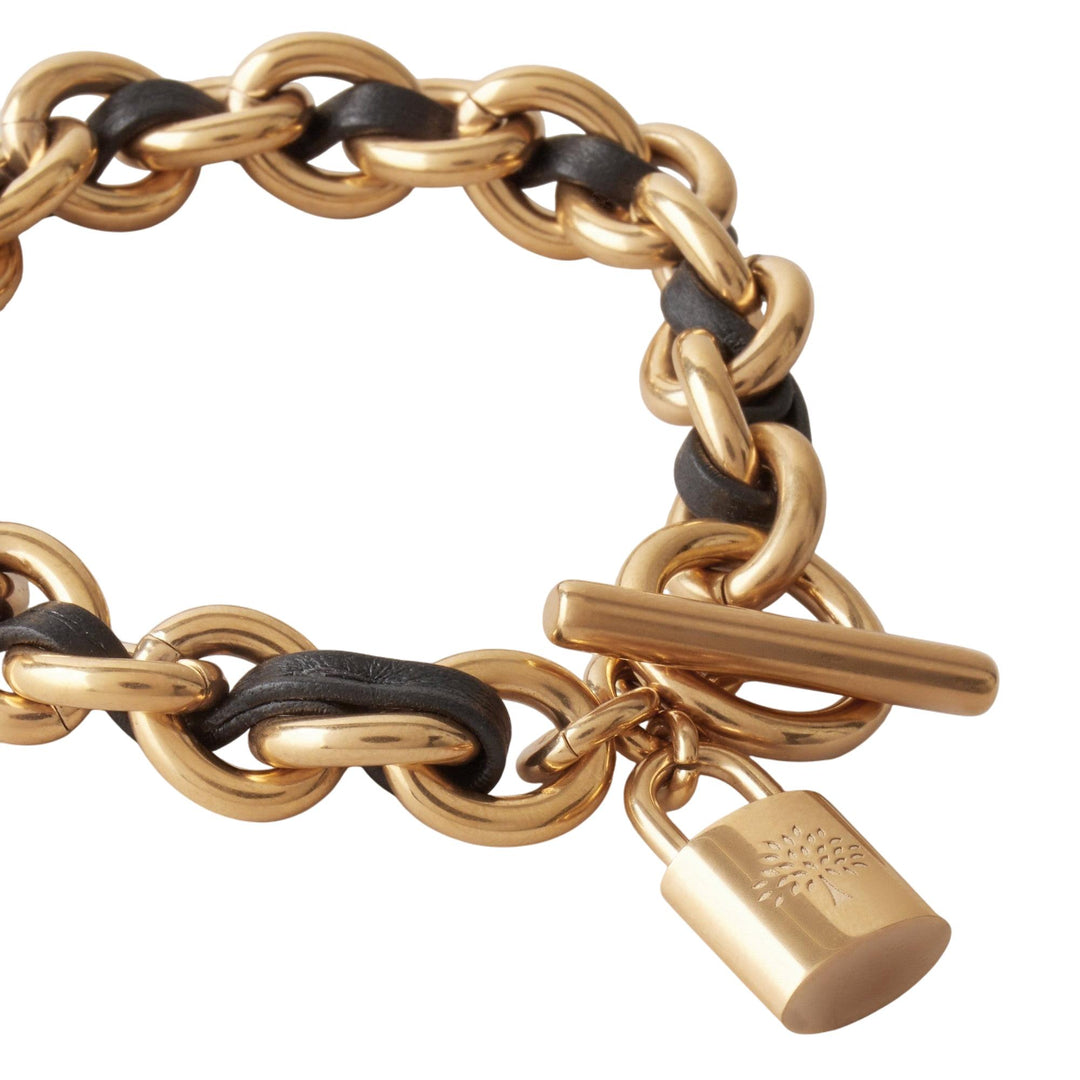 Club21 - Mulberry - Lily Leather Chain Bracelet Small Black Leather & Metal - BRACELETS - Black