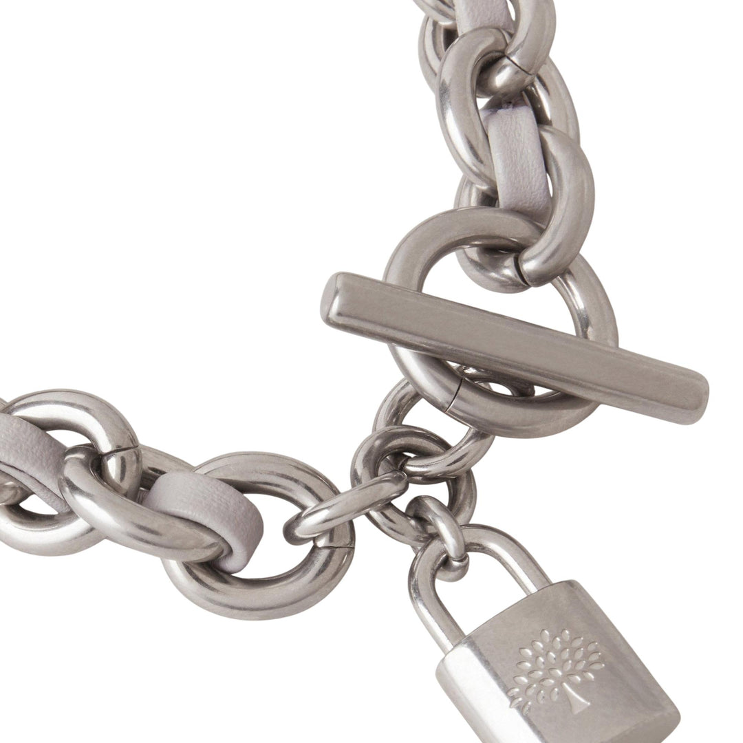 Club21 - Mulberry - Lily Leather Chain Bracelet Small Pale Grey Silky Calf & Silver Plated Stainless - BRACELETS - Grey