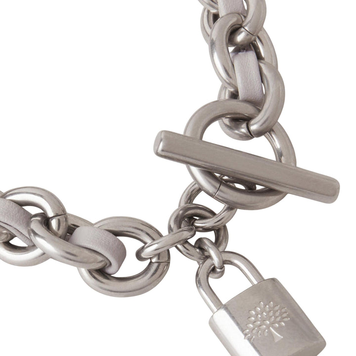 Club21 - Mulberry - Lily Leather Chain Bracelet Small Pale Grey Silky Calf & Silver Plated Stainless - BRACELETS - Grey