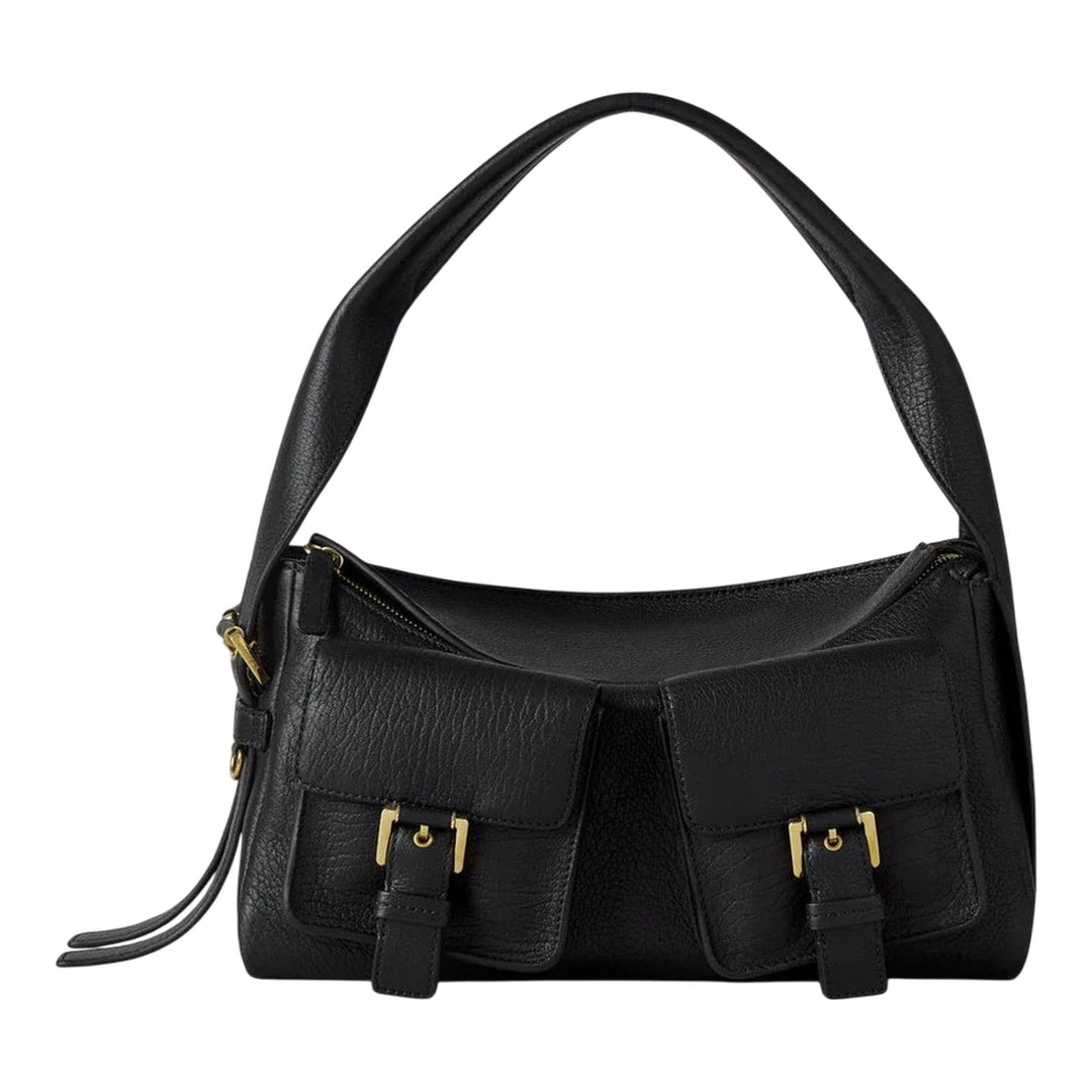 Club21 - Mulberry - Maggie Shoulder Bag Black Natural Grain - HANDBAGS - Black