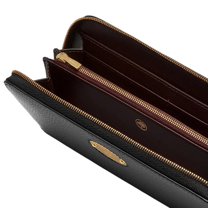 Club21 - Mulberry - Mulberry Plaque 8 Credit Card Zip Purse Black Small Classic Grain - LONG WALLETS - Black