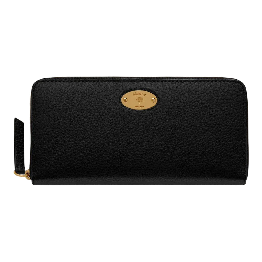 Club21 - Mulberry - Mulberry Plaque 8 Credit Card Zip Purse Black Small Classic Grain - LONG WALLETS - Black