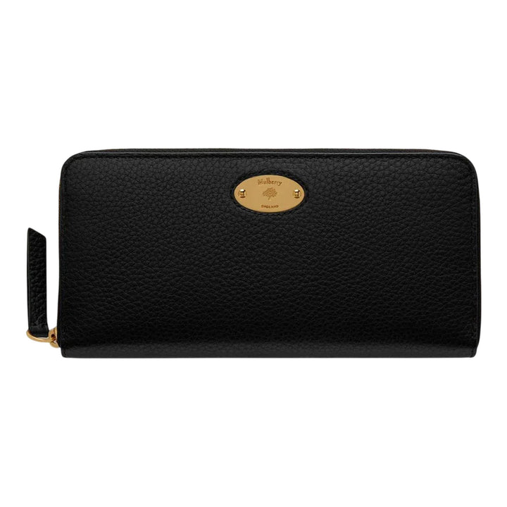 Club21 - Mulberry - Mulberry Plaque 8 Credit Card Zip Purse Black Small Classic Grain - LONG WALLETS - Black